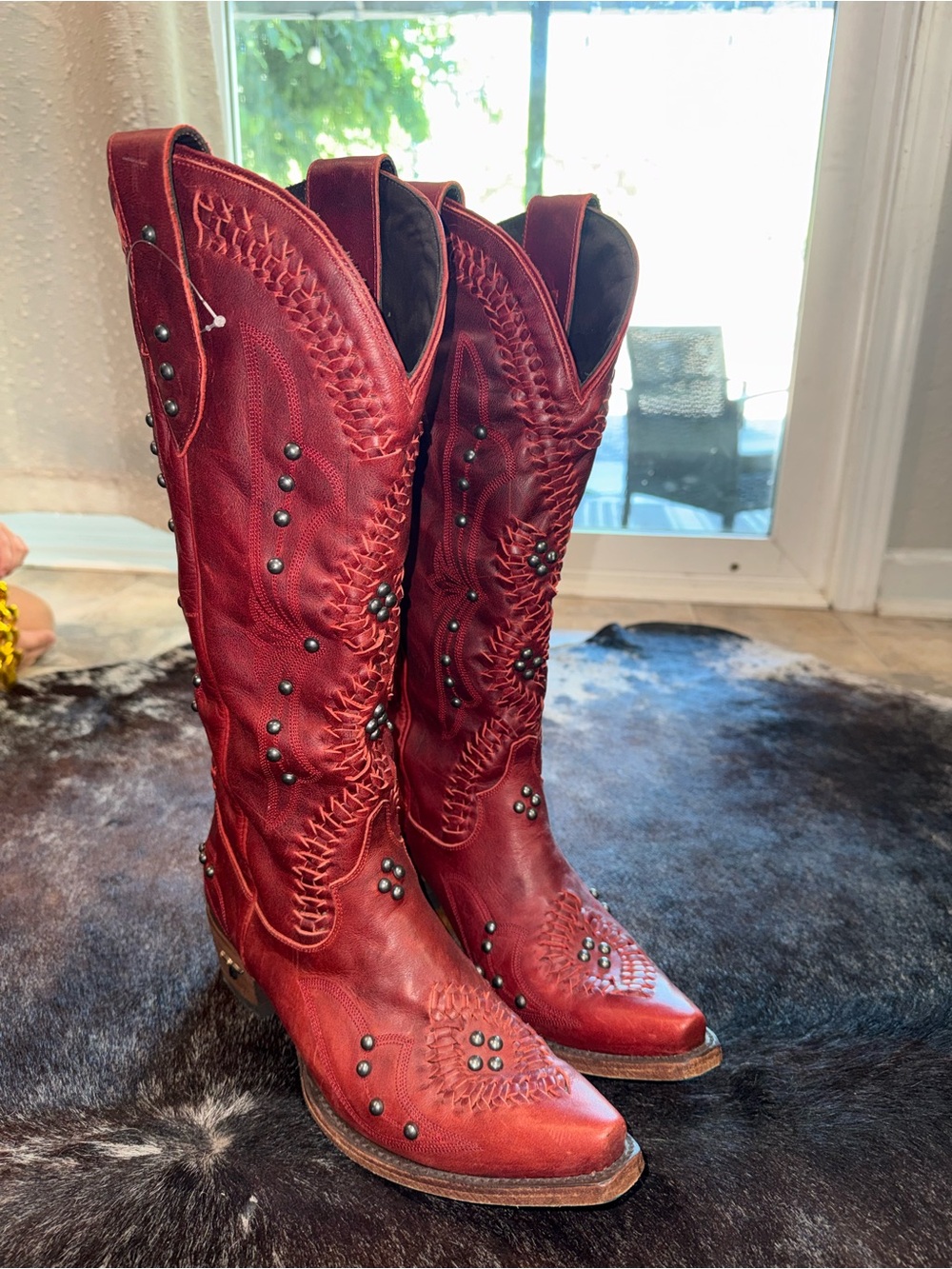 Lane Red Studded Women's Western Boots